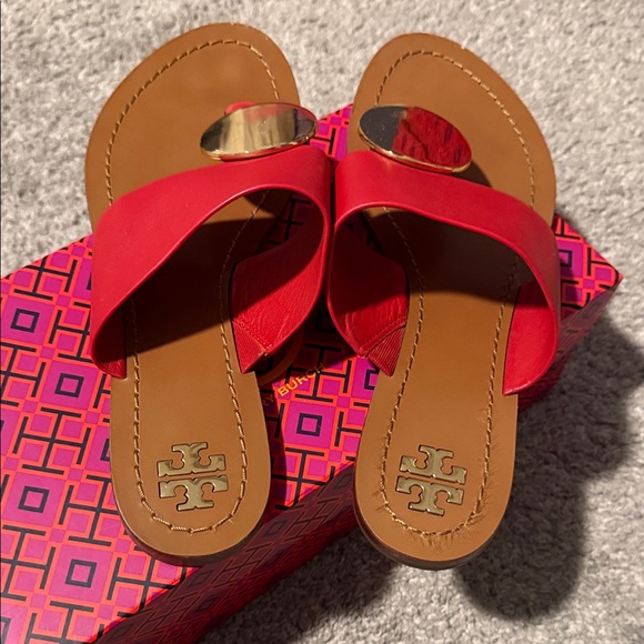 Tory Burch Red and Gold Sandals - Picture 3 of 7